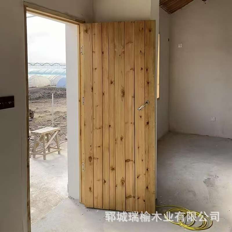 中式仿古老榆木原木门双开门民宿酒店入户门卧室门房间门纹色木门