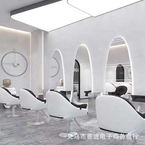 网红理发店镜台挂墙美发镜子发廊剪发专用带灯led挂墙水滴形镜子