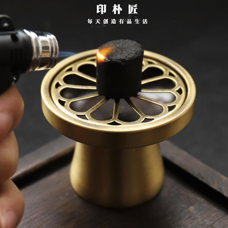 纯铜仿古香道套装用品工具烛台烧炭碟碳架香道隔火空熏盘香架用品