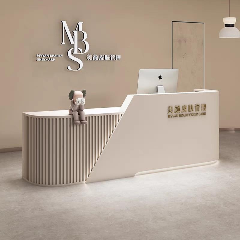 简约现代公司烤漆前台异形接待台咨询吧台宾馆创意迎宾收银桌商务