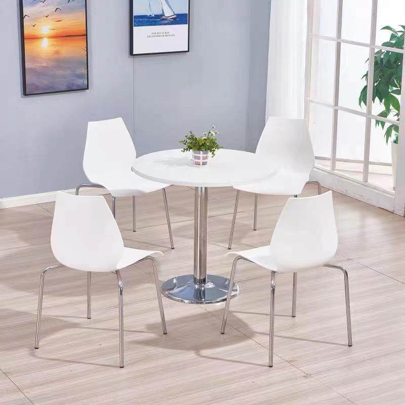 洽谈桌椅组合塑料餐椅接待会客展会椅办公室家用简约靠背白色椅子