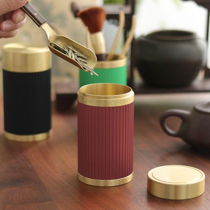 铜茶叶罐 黄铜铝储茶罐w密封罐茶叶筒金属防潮茶罐茶叶厂家