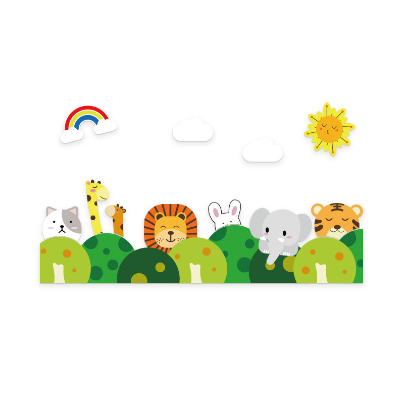 森林之家幼儿园楼梯墙面装饰文A化环境布置创材料主题成品背景教