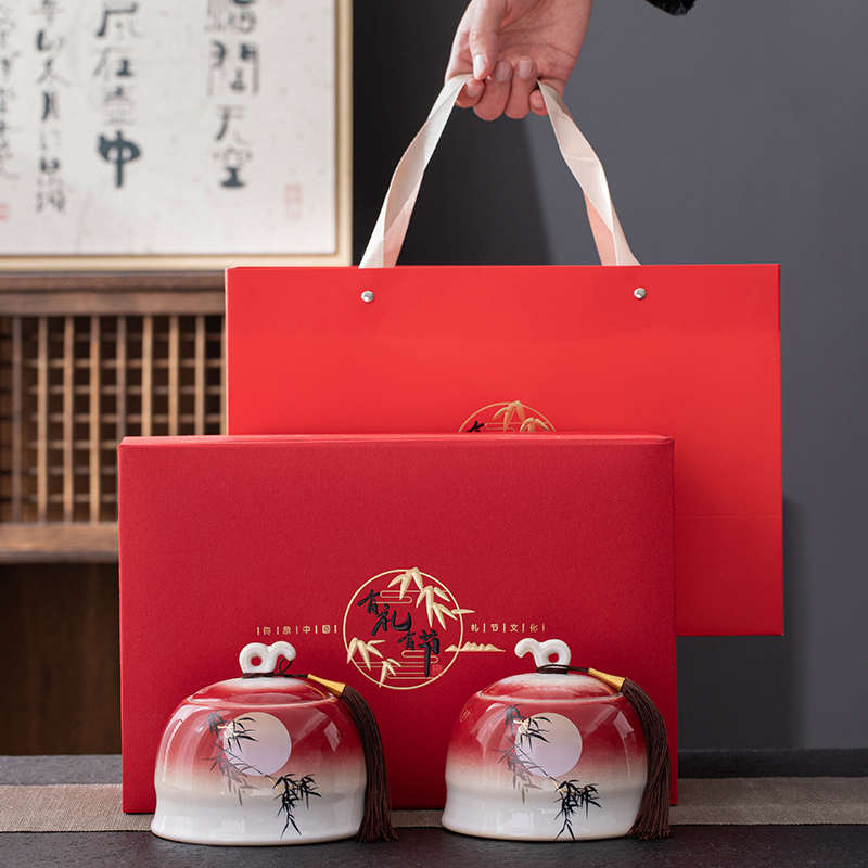 龙井空盒陶瓷定制礼品p盒茶叶新款白茶半斤滇红红茶密封罐绿茶通