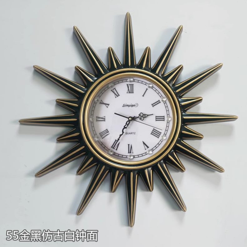 装饰美式太阳酒店时钟钟表欧式挂钟别墅挂墙油画客厅家用大厅轻奢图片