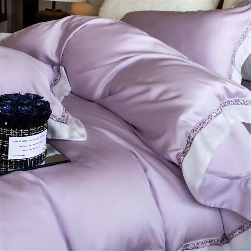 春少女心夏6POB0S精兰天丝四件套精美季绣花O被套床单1.8床上用品