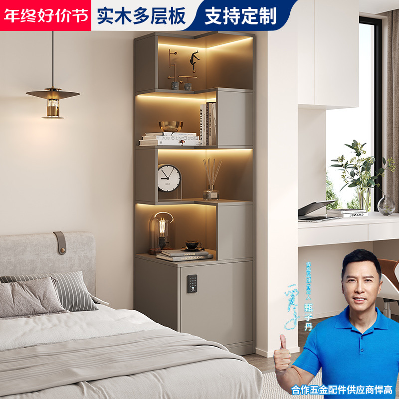 实木转角书架置物架落地小户型三角柜客厅一M体靠墙床边书柜置物