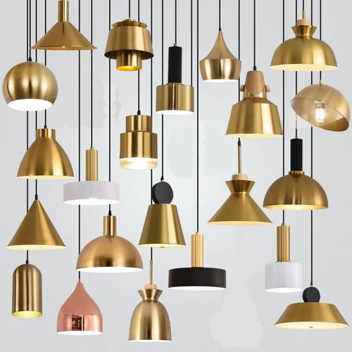 仿铜金色餐饮铜色餐厅吧台店铺商用吊灯火L锅店自助餐酒吧工业风