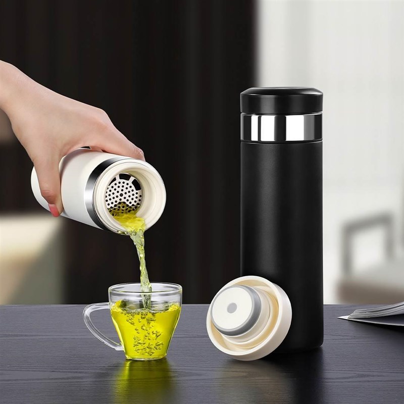 一键单手速开保温杯加厚茶水分离A泡茶水杯316家用杯子刻字log