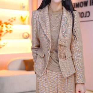 三件套设计感气质时尚刺绣女2026秋冬季新款修身显瘦减龄裤装套装