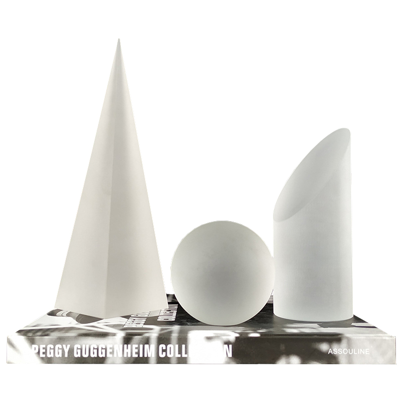 现代简约轻奢几何形磨砂水晶球极简透明圆锥N摆件软装饰品桌面摆