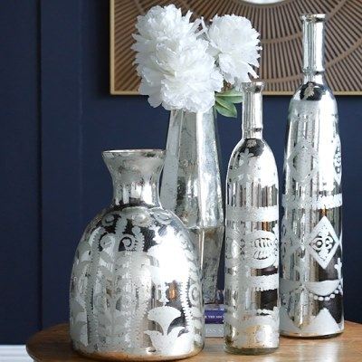 AB印度进口复古手刻水银斑驳玻璃花瓶花器装饰摆件样板房客厅玄关,家居饰品,家饰软装搭配套装,淘宝优惠券,粉丝福利购,淘宝优惠卷