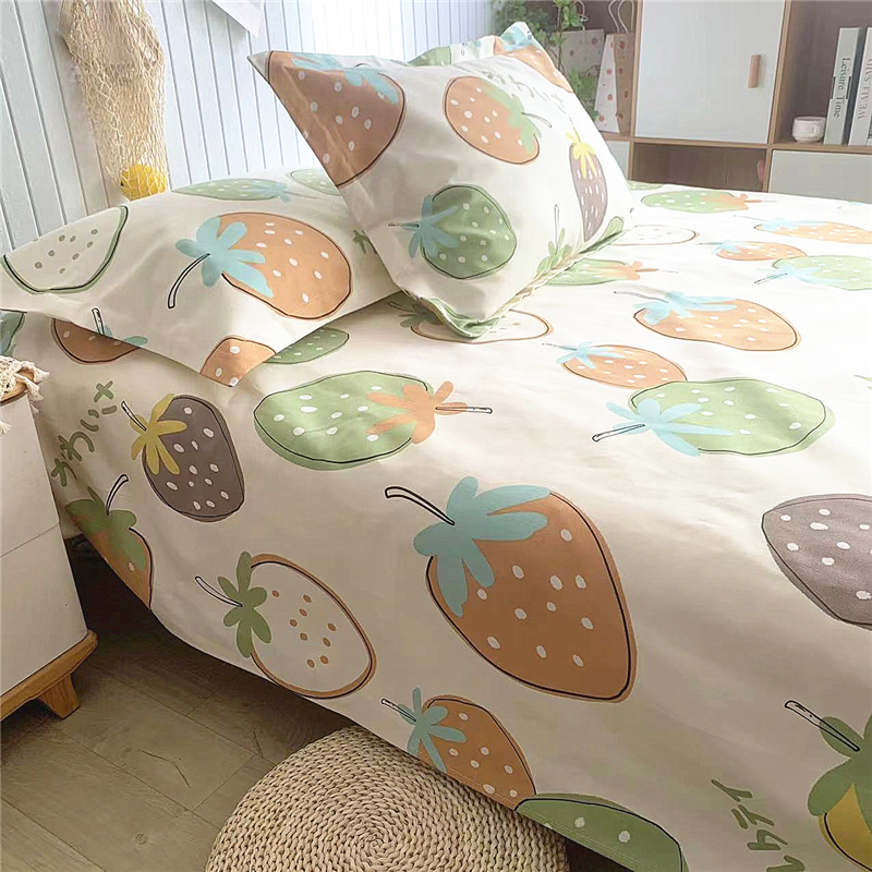 高端加厚老粗布床单不起r球全棉帆布三件套草莓榻榻米大炕单可定