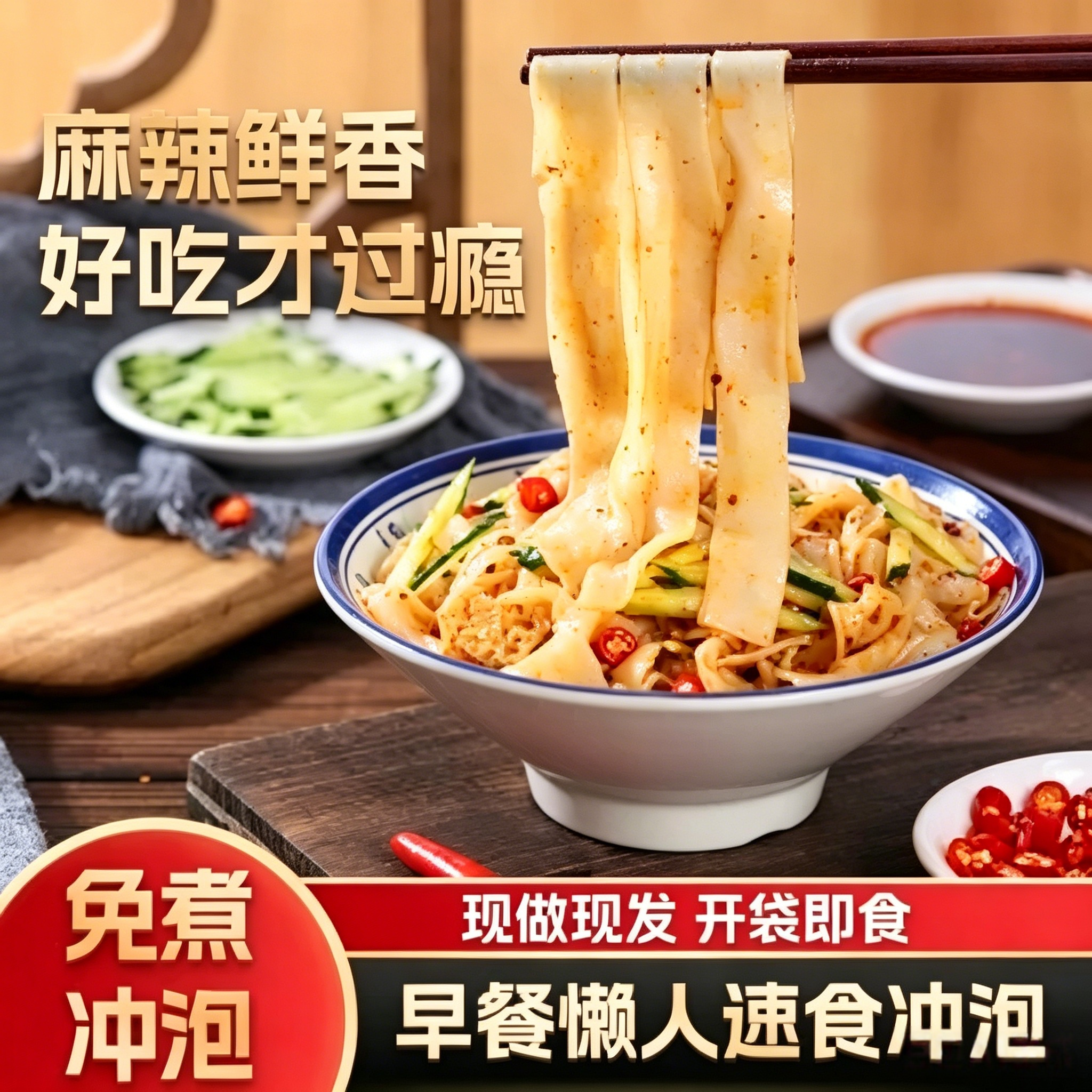 即食麻酱凉皮红油凉皮懒人速食早餐米皮袋装正宗免煮新鲜美味凉皮