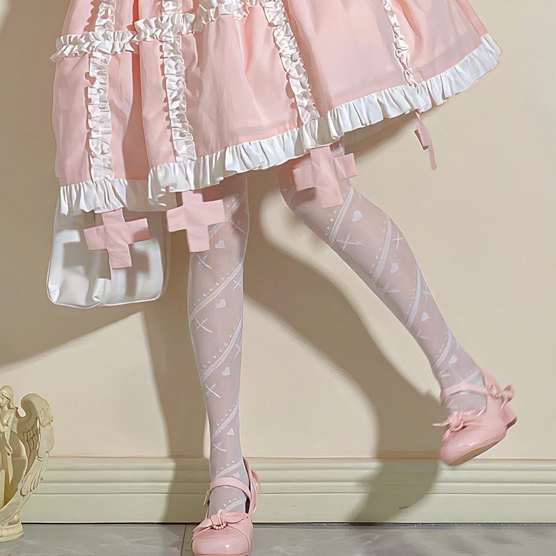 连裤袜薄款提花jk日系丝袜白色