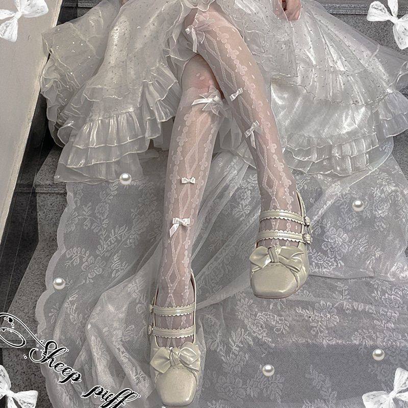 纹日系印花洛丽塔春秋季蝴蝶结款女夏Lolita过膝白色丝袜交叉甜美,女士内衣/男士内衣/家居服,长筒袜,淘宝优惠券,粉丝福利购,淘宝优惠卷