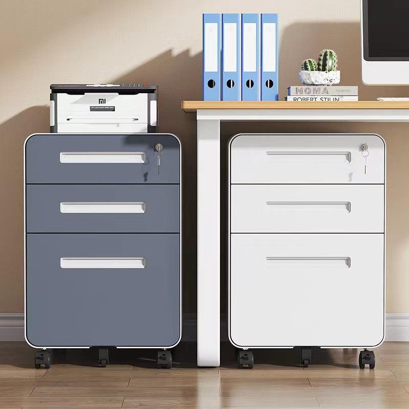 活动柜铁皮文件柜办公室储物柜桌下移动档案资料抽屉柜带锁带轮