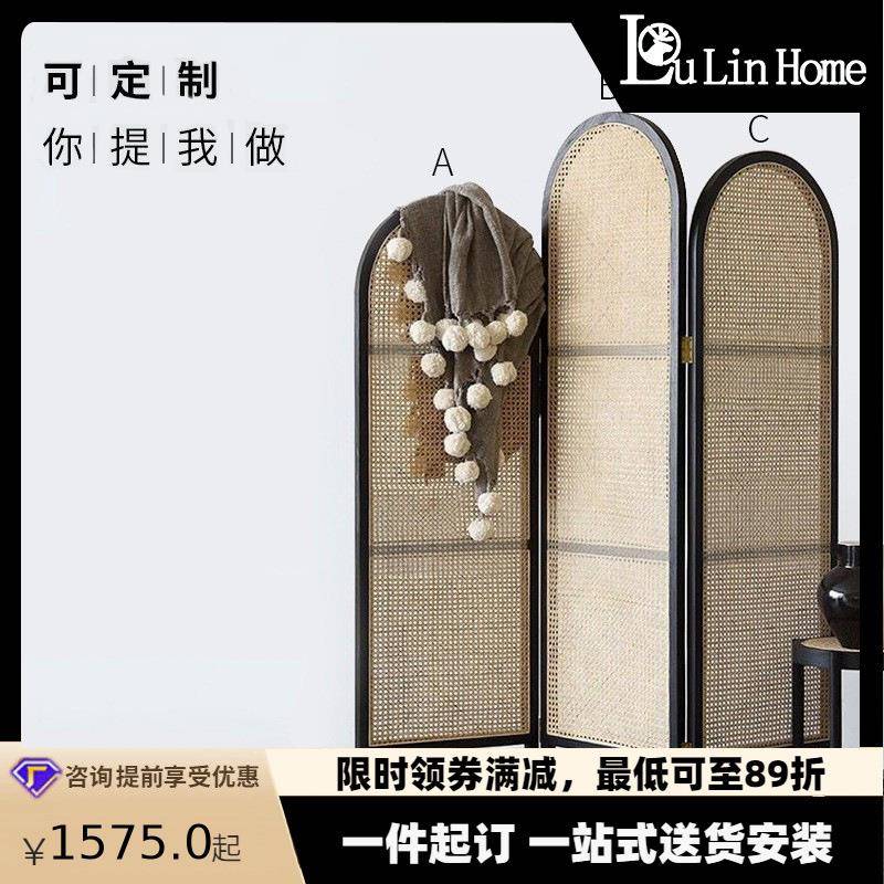 复古实木屏风客厅隔断卧室遮挡家用小户型移动装饰折叠新中式