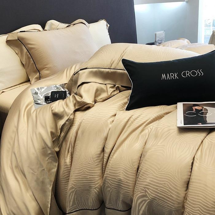 耐淘纺织品2023新款60S兰精天丝高奢提花系列 安露丝-浅鎏金