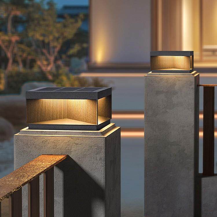太阳能柱头灯室外现代别墅大门围墙装饰柱子灯户外防水庭院灯方形