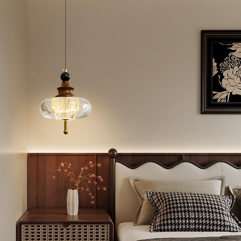 卧室床头小吊灯法式中古风悬浮温馨升降复古氛围感过道吧台吊灯具