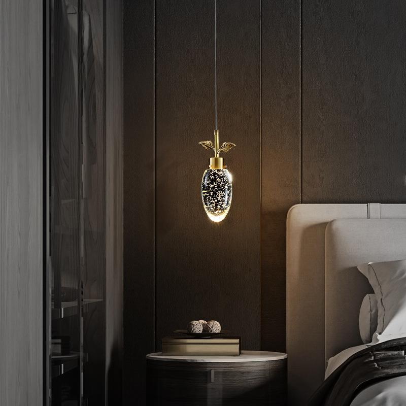 床头吊灯现代简约轻奢水晶卧室灯餐厅创意个性餐桌吧台装饰led灯