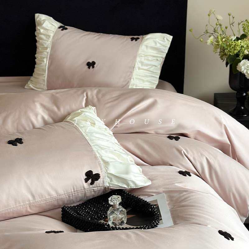 Girlish|法式少女100S长绒棉四件套纯棉全棉刺绣贡缎轻奢床上用品