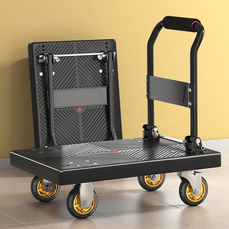 小推车平板车静音折叠手推车搬运车拖H车快递拉货便携家用轻便板