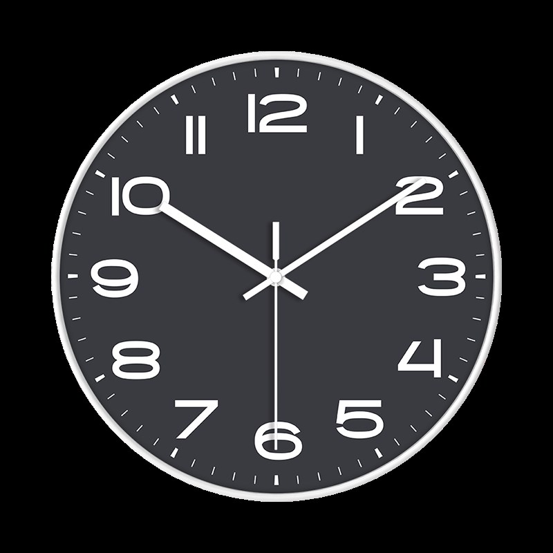 电波钟自动对时轻奢超静音挂钟纯色客厅表挂墙上免打X孔圆形简约