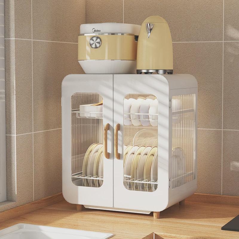 台面沥水碗架双层防尘碗碟柜厨房置物架家用O带接水盘抽屉收纳柜