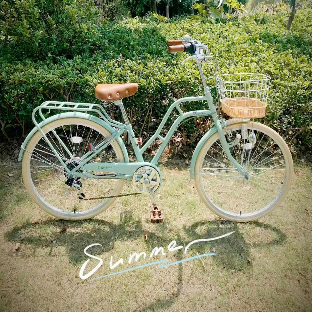 尚毅整发出口g复古怀旧24寸自行车女式轻便休闲代步通勤学生变速