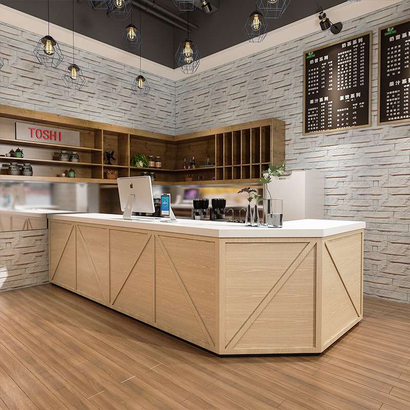 工业复古风咖啡厅酒吧转角水吧台奶茶店蛋糕店收银台公司茶水吧台