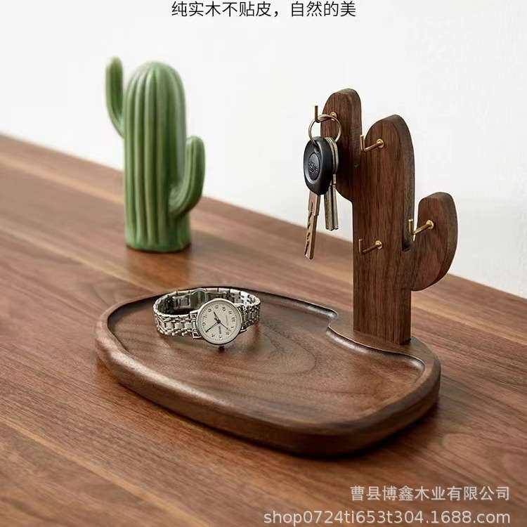 木质玄关入户门钥匙收纳架办公桌面杂物放置架实木家用物品整理架
