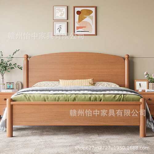 中古风实木床樱桃色小户型1.2米原木双人1.8米侧开高箱储物箱体床