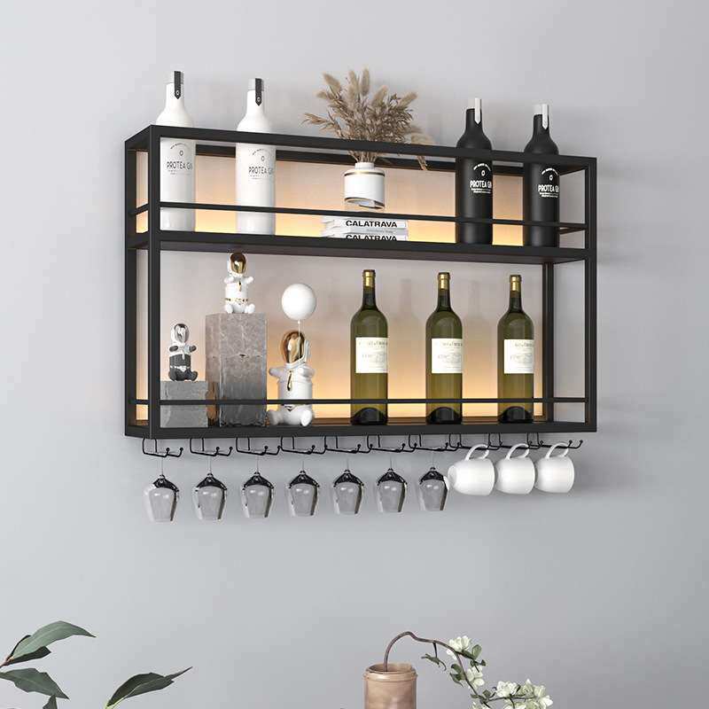 家用酒柜壁挂酒架置物架创意餐厅墙上展示架铁艺墙面红酒架子挂墙