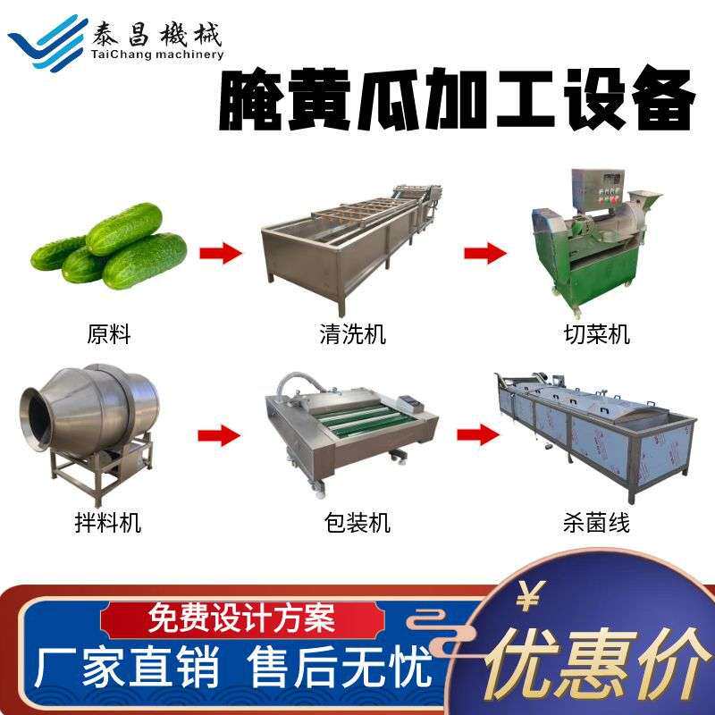 商用酱腌黄瓜加工设备大型脆皮黄瓜咸菜制作机器黄瓜片价格生产线
