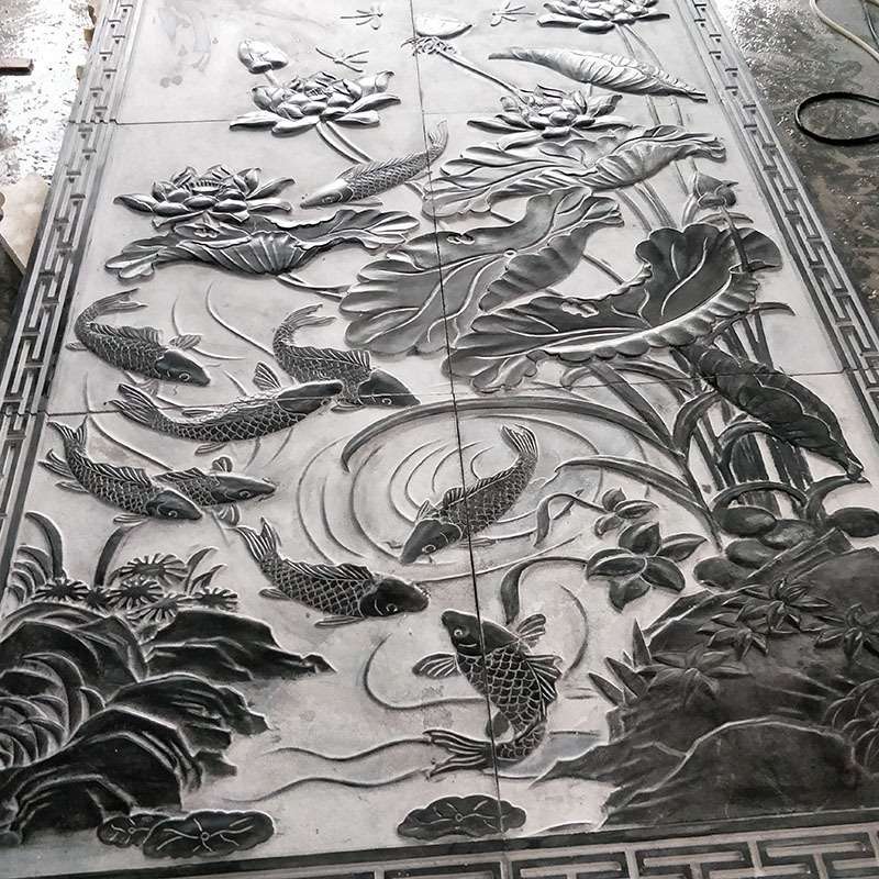 厂家浮雕壁画仿古石雕青石地砖庭院刻字地砖四合院大理石迎门墙