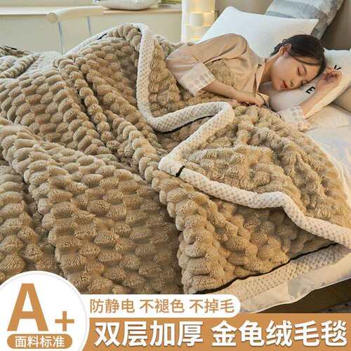 毛毯冬季加厚珊瑚绒毯子加绒保暖床单绒毯被子午睡办公室沙发盖毯