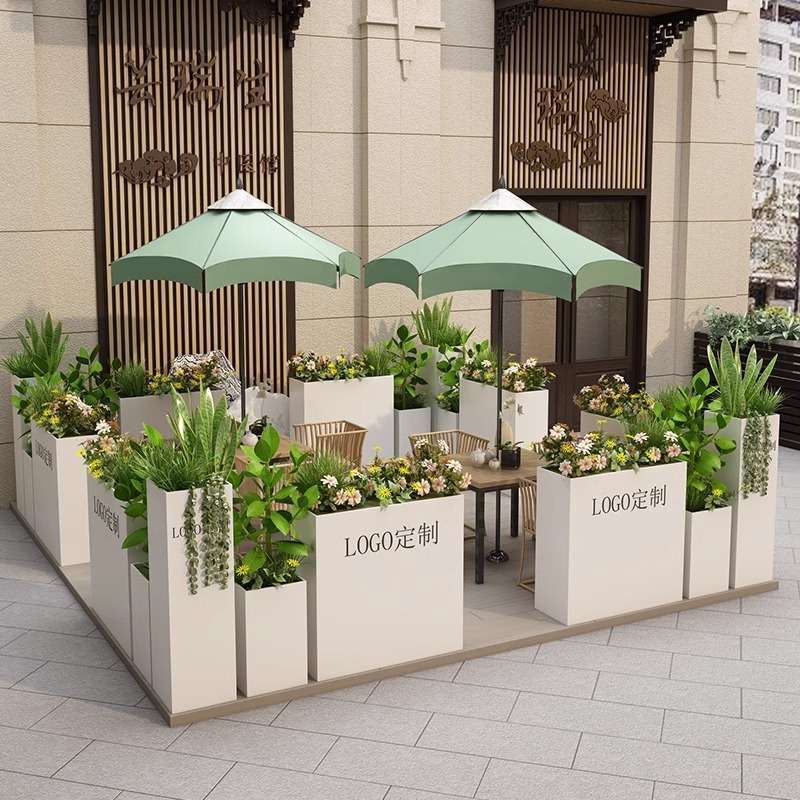 户外铁艺花箱户外商业街售楼部室内广场外围栏杆隔断组合花坛花槽