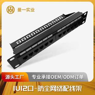 曼一12口网络配线架超五类cat.5e超六类cat.6a理线架RJ45接口