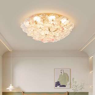 法式轻奢卧室灯现代简约奶油风温馨浪漫花朵吸顶灯设计师房间灯具