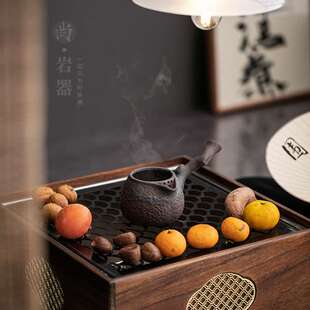 复古公道杯煮茶器粗陶侧把煮茶壶家用围炉煮茶烤奶烤茶罐罐壶煮茶