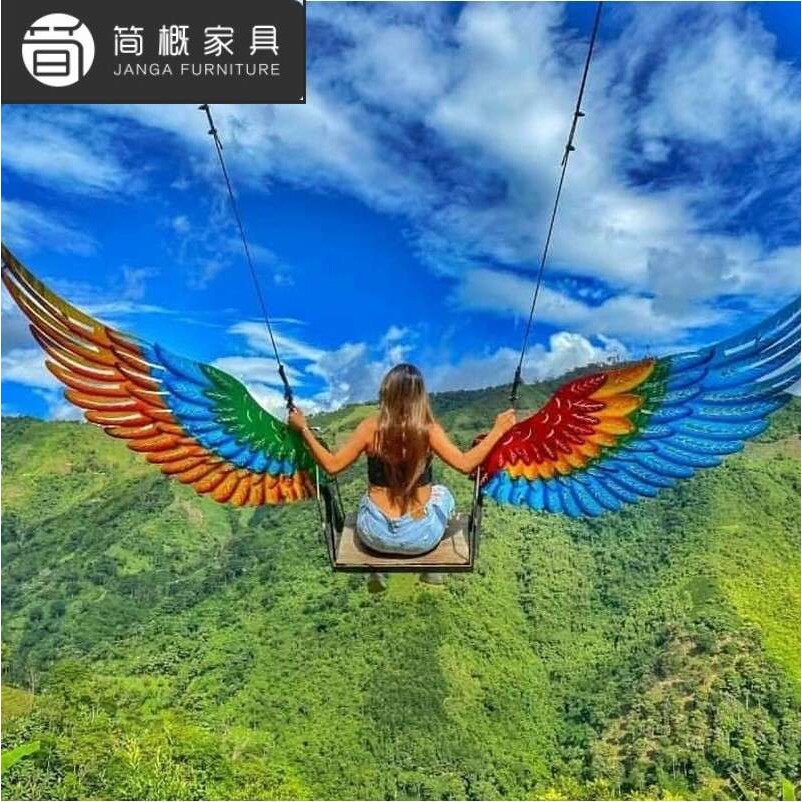 户外花园庭院休闲双人秋千室外别墅酒店民宿防水防晒绳编吊椅组合