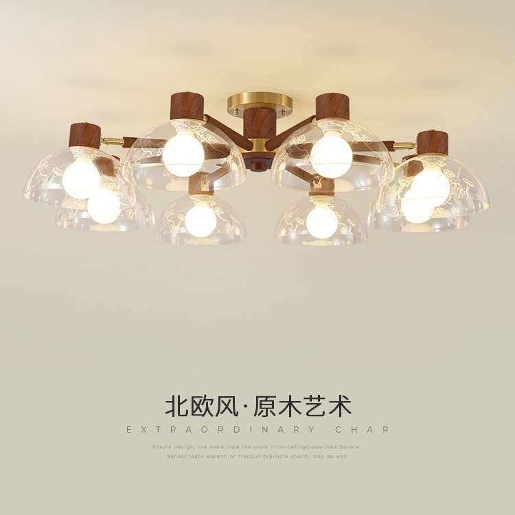 客厅灯现代简约新中式创意原木风高颜值卧室吸顶灯温馨大方led灯