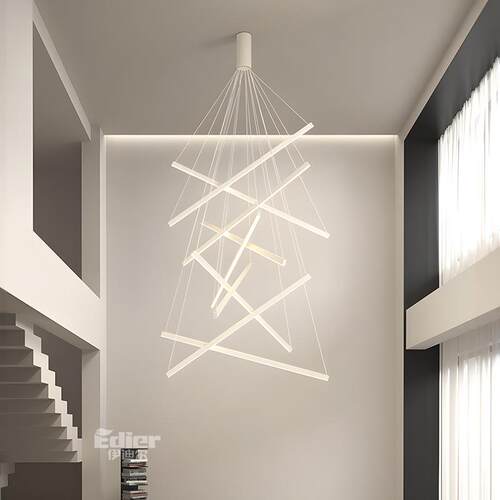 楼梯吊灯长现代简约复式楼loft公寓客厅主灯大厅餐厅别墅led灯具