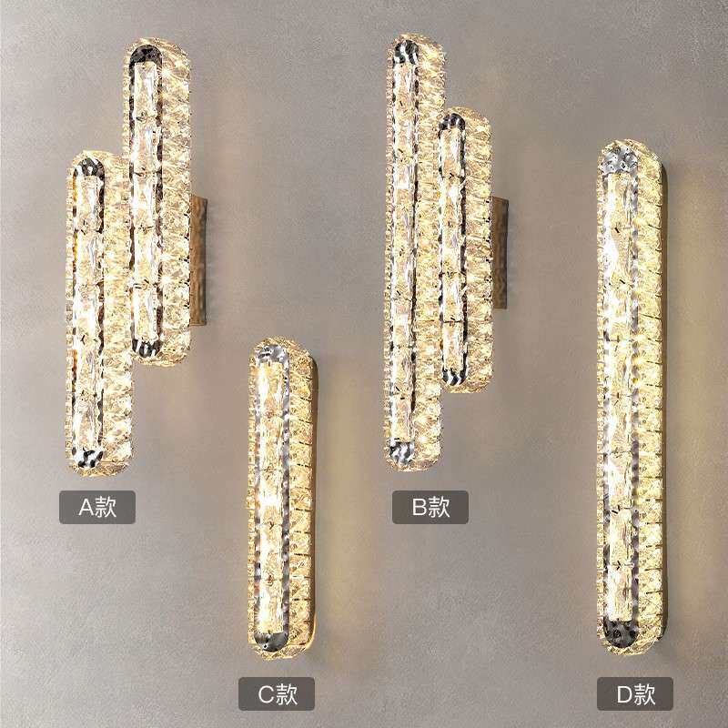 水晶壁灯后现代简约客厅电视背创意高档奢过道灯极简卧室床头灯具