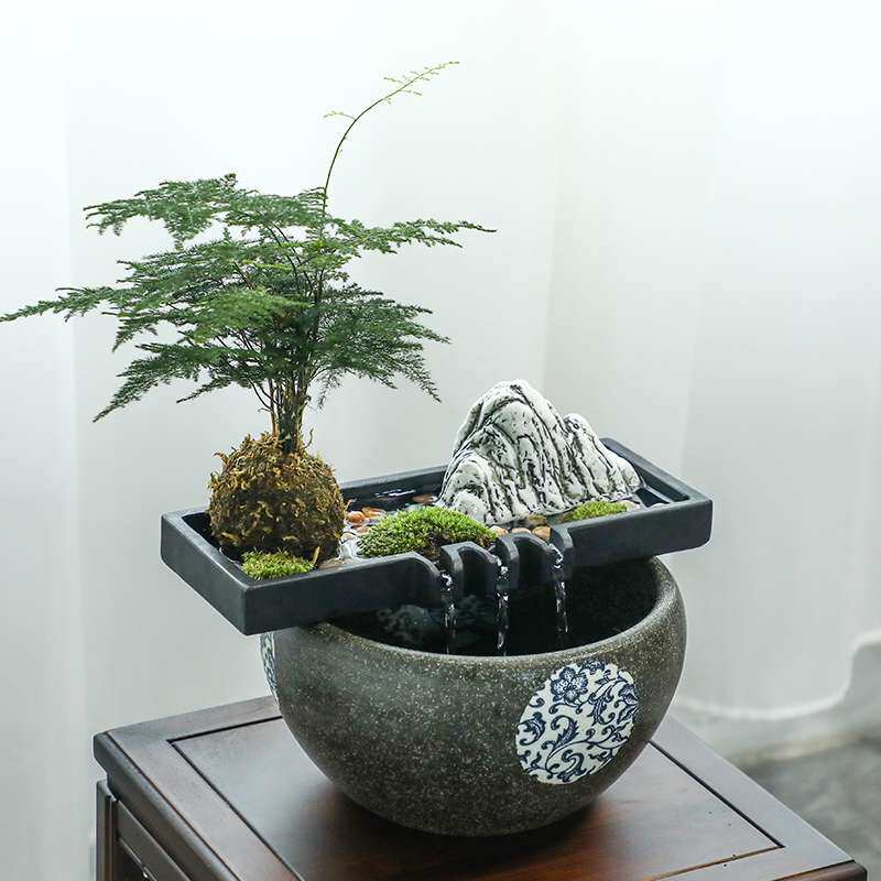 简约创意乌金石假山鱼缸循环鱼池喷水流水器水景摆件装饰造景配件