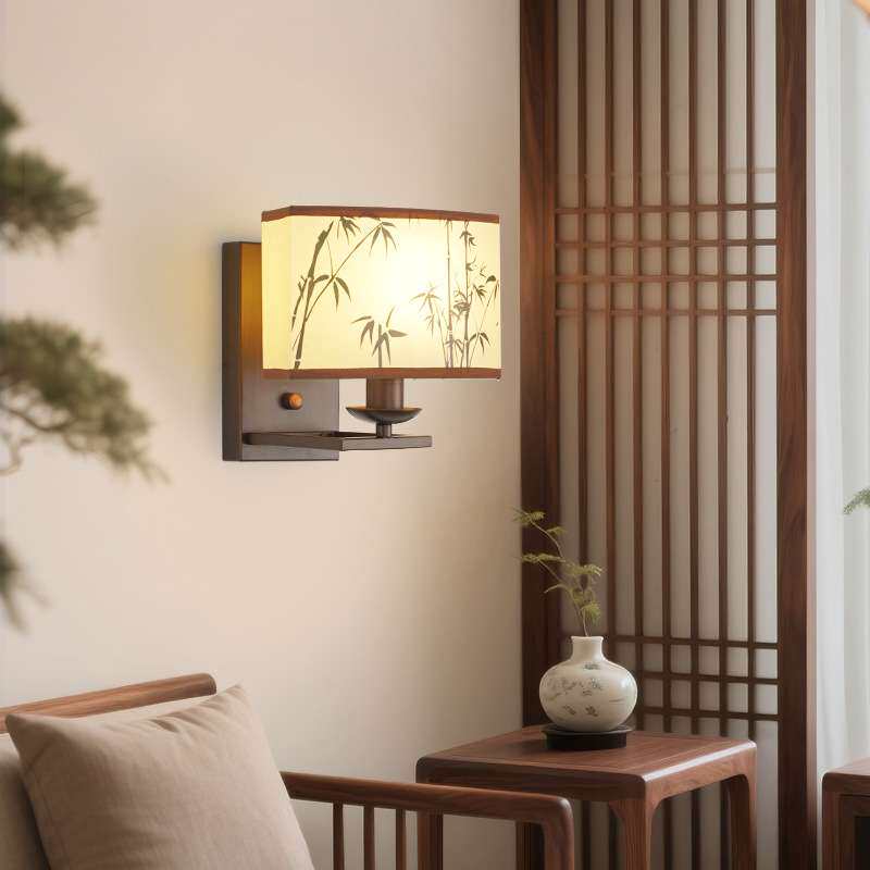 宋式美学竹叶壁灯客厅茶室诗意中国古风卧室床头过道走廊简雅氛围