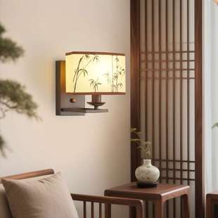 宋式美学竹叶壁灯客厅茶室诗意中国古风卧室床头过道走廊简雅氛围