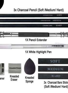 11Pcs Art Sketch Drawing Set Charcoal Graphite Pencil Soft跨